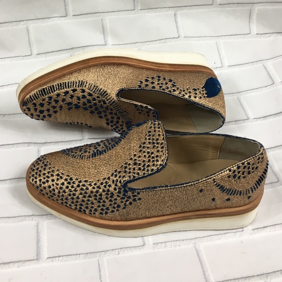 Free People Snake eyes Gold Metallic Loafers SZ 36 - Picture 4 of 8